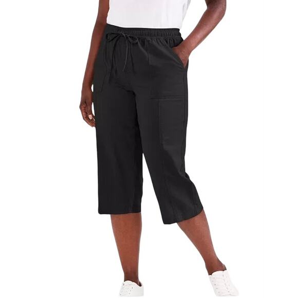 NWT CHARTER CLUB SPORT BLACK CAPRI WOMEN’S SIZE XS - Picture 1 of 5